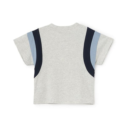 【接觸冷感】袖部拼色短袖T恤