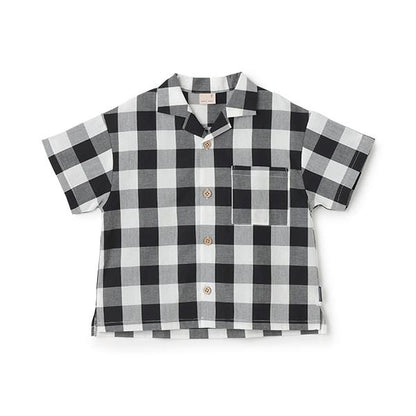 多色圖案開領短袖襯衫（兒童）