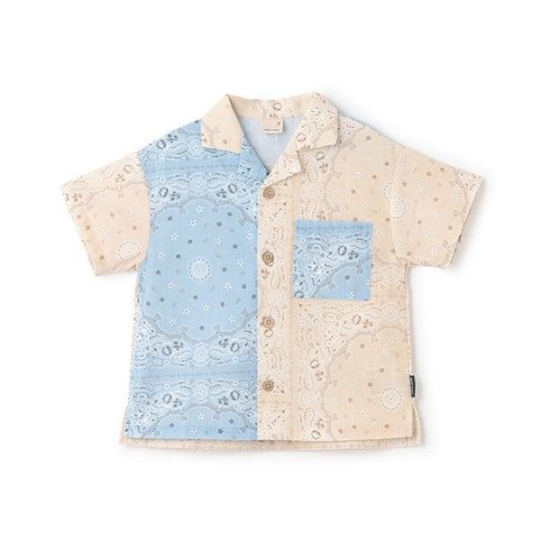 多色圖案開領短袖襯衫（兒童）