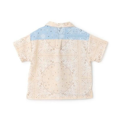 多色圖案開領短袖襯衫（兒童）