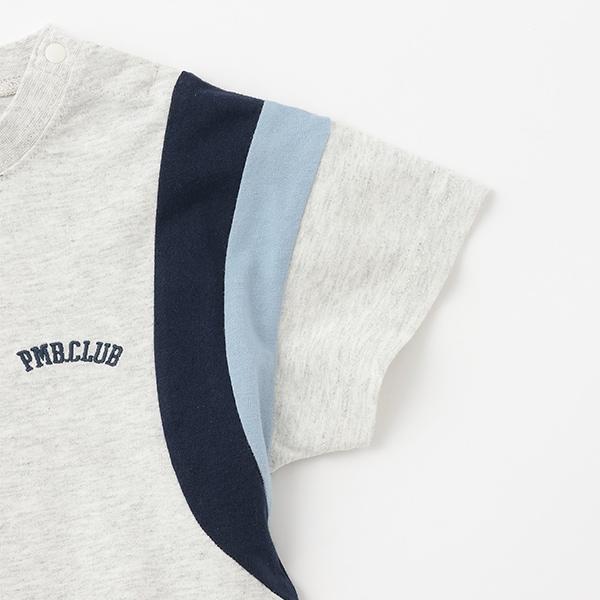 【接觸冷感】袖部拼色短袖T恤