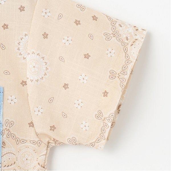 多色圖案開領短袖襯衫（兒童）