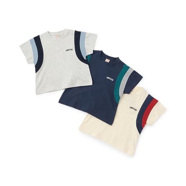 【接觸冷感】袖部拼色短袖T恤