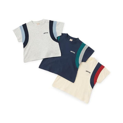 【接觸冷感】袖部拼色短袖T恤