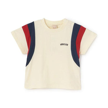 【接觸冷感】袖部拼色短袖T恤