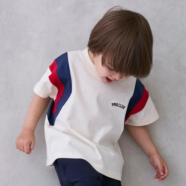 【接觸冷感】袖部拼色短袖T恤