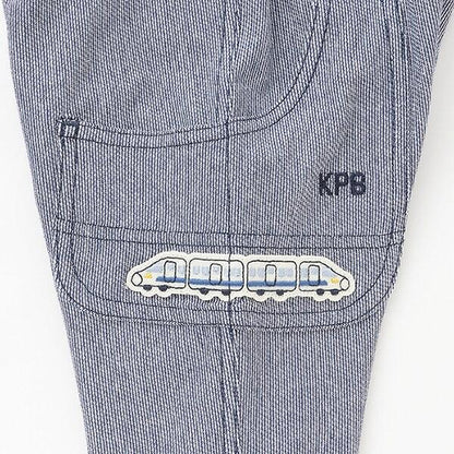 條紋提花電車刺繡七分褲