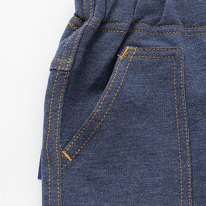 彈力牛仔針織長褲