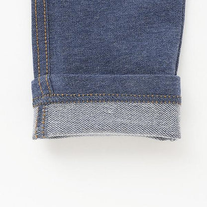 彈力牛仔針織長褲