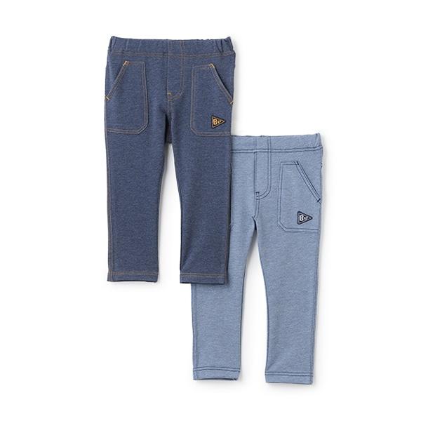 彈力牛仔針織長褲