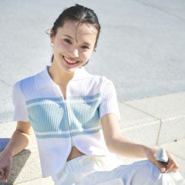 可水洗短袖拉鍊針織衫