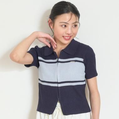 可水洗短袖拉鍊針織衫