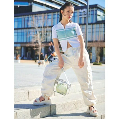 可水洗短袖拉鍊針織衫