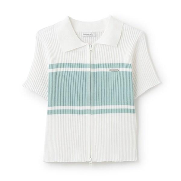 可水洗短袖拉鍊針織衫