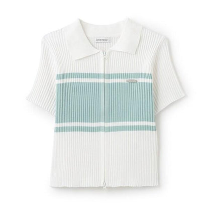 可水洗短袖拉鍊針織衫