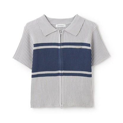 可水洗短袖拉鍊針織衫