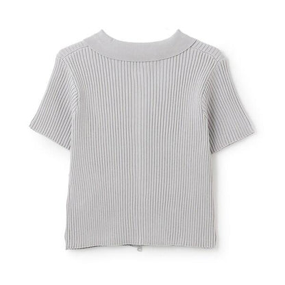 可水洗短袖拉鍊針織衫