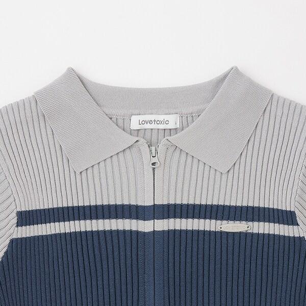 可水洗短袖拉鍊針織衫