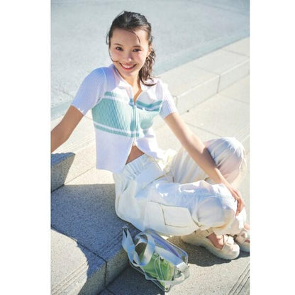 可水洗短袖拉鍊針織衫