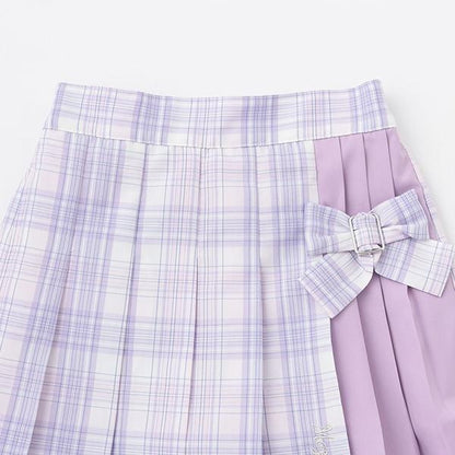 【人氣商品】【直營店無售】格紋拼接百褶裙褲