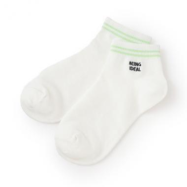 【抗菌防臭】條紋刺繡運動短襪