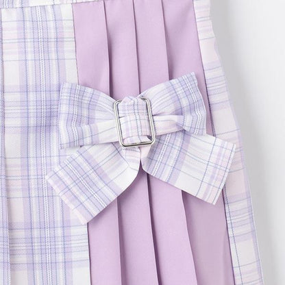 【人氣商品】【直營店無售】格紋拼接百褶裙褲