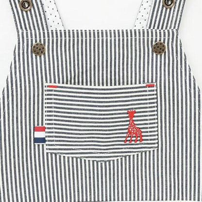 條紋牛仔揹帶褲