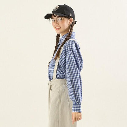 【AMI】泡泡袖格紋襯衫