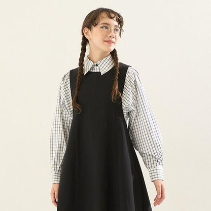 【AMI】泡泡袖格紋襯衫