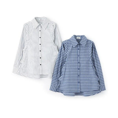 【AMI】泡泡袖格紋襯衫
