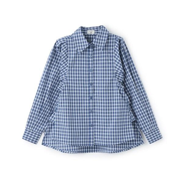 【AMI】泡泡袖格紋襯衫
