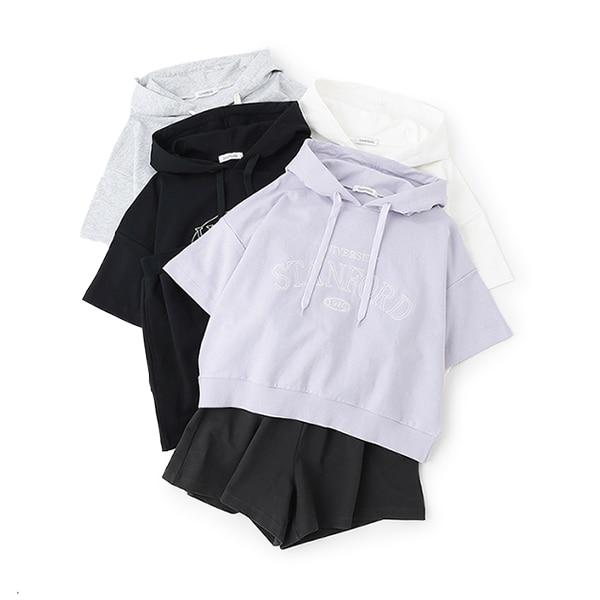 【GOODPRICE】【純棉100%】短袖連帽套裝