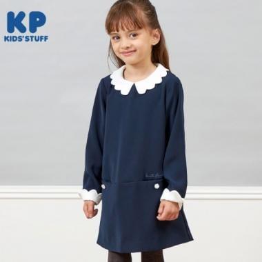 KP(ケーピー)白色翻領A字連衣裙(90～130)