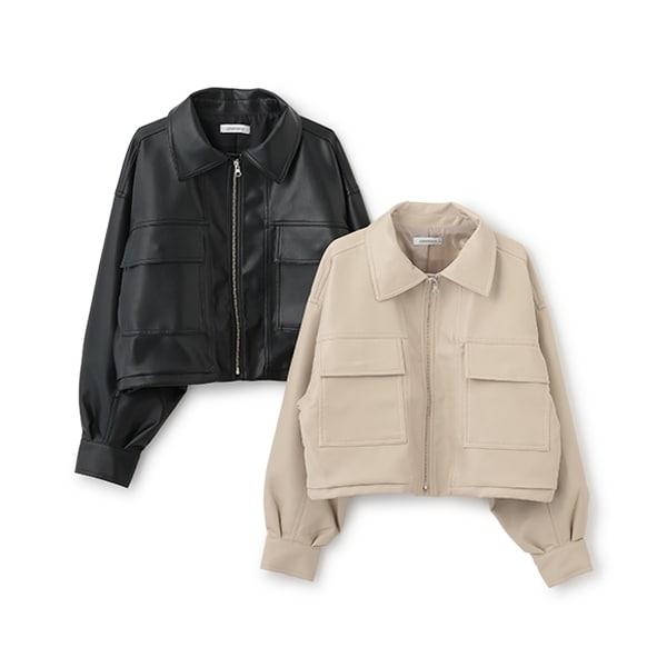仿皮短款夾克