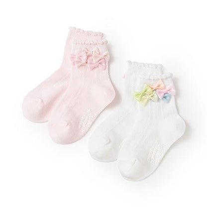 蝴蝶結裝飾中筒襪