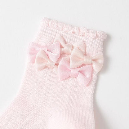 蝴蝶結裝飾中筒襪