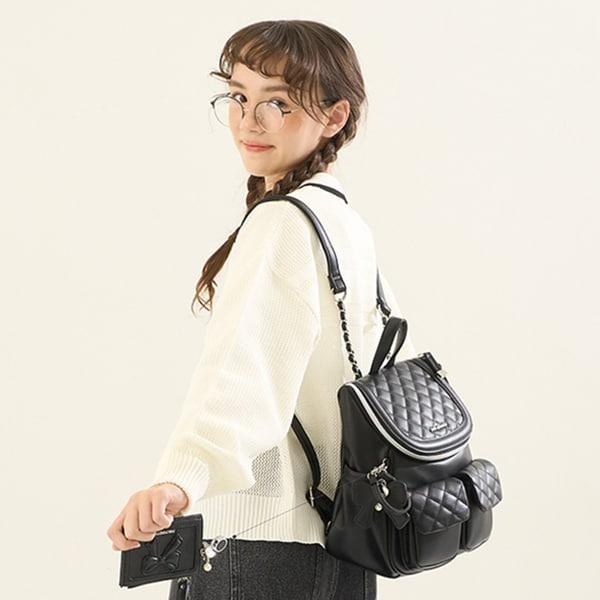 【AMI】條紋領網眼開衫與長袖T恤套裝
