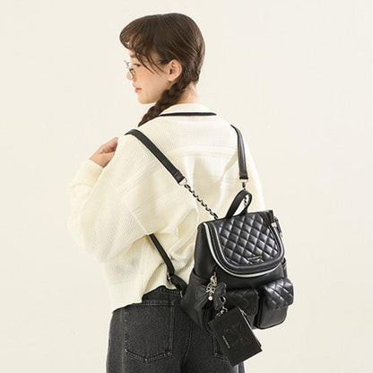 【AMI】條紋領網眼開衫與長袖T恤套裝