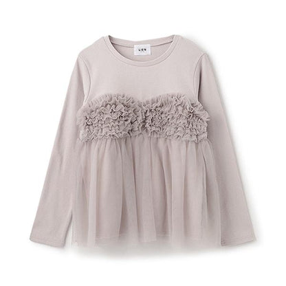 拼接網紗吊帶長袖T恤