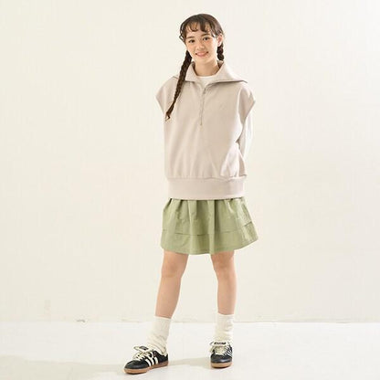【Cuugal掲載】【AMI】【防潑水】腰部羅紋下襬打褶半身裙