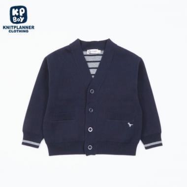 KPBOY 可水洗內側條紋棉質開衫（90～160）