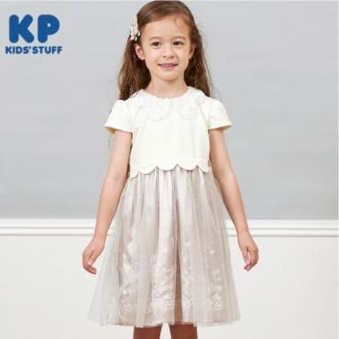 mimi&蝴蝶結刺繡短袖連衣裙（90～130）