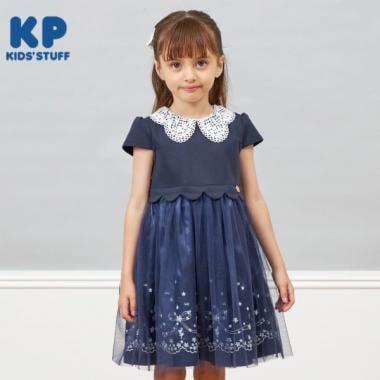 mimi&蝴蝶結刺繡短袖連衣裙（90～130）