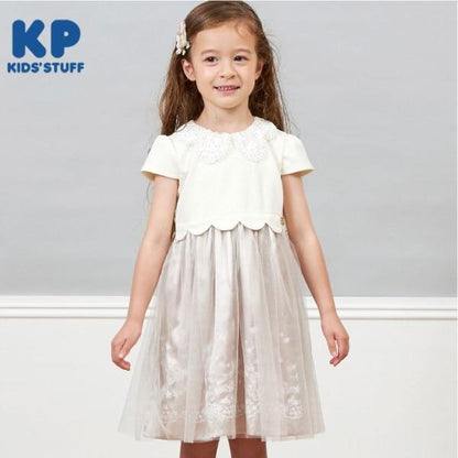 mimi&蝴蝶結刺繡短袖連衣裙（90～130）