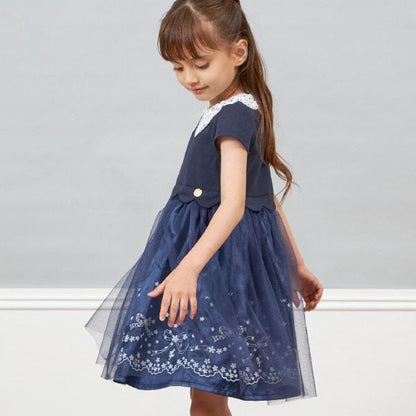 mimi&蝴蝶結刺繡短袖連衣裙（90～130）