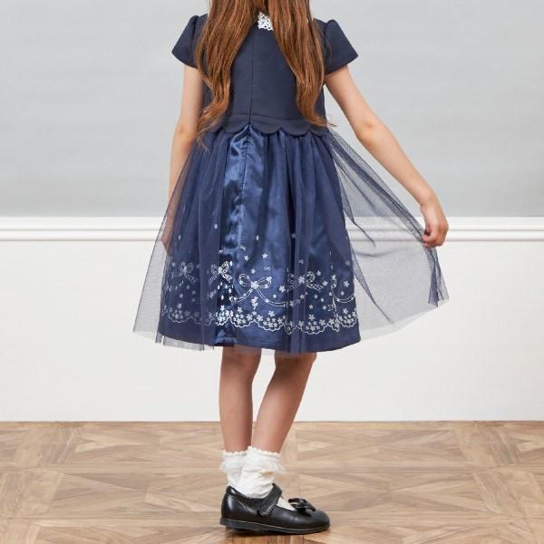 mimi&蝴蝶結刺繡短袖連衣裙（90～130）
