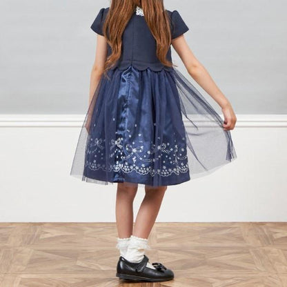 mimi&蝴蝶結刺繡短袖連衣裙（90～130）