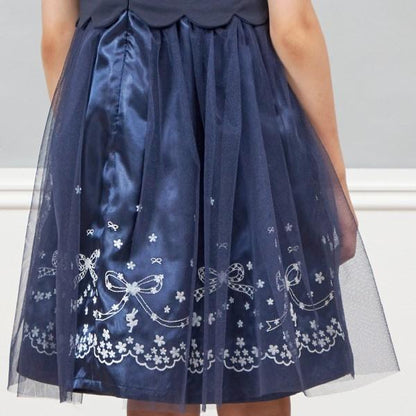 mimi&蝴蝶結刺繡短袖連衣裙（90～130）