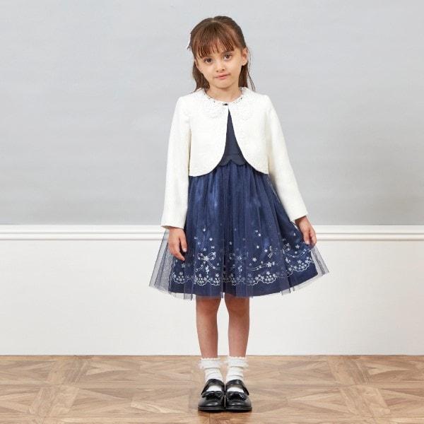 mimi&蝴蝶結刺繡短袖連衣裙（90～130）