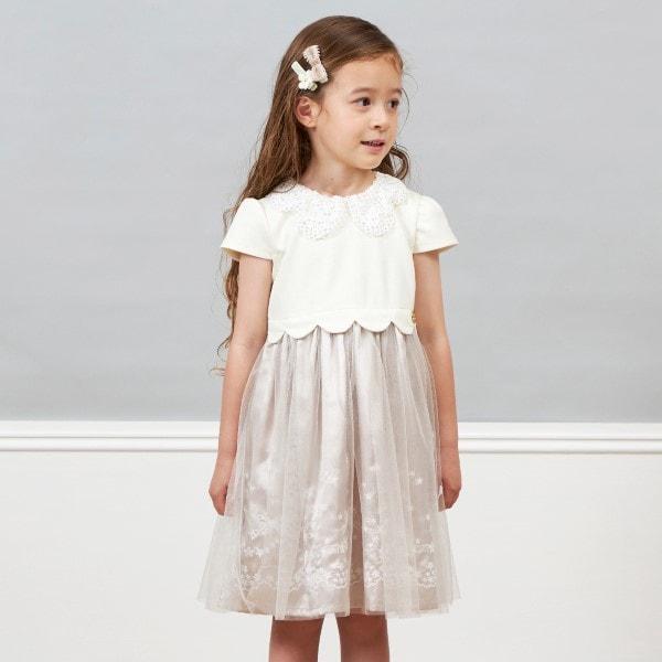 mimi&蝴蝶結刺繡短袖連衣裙（90～130）